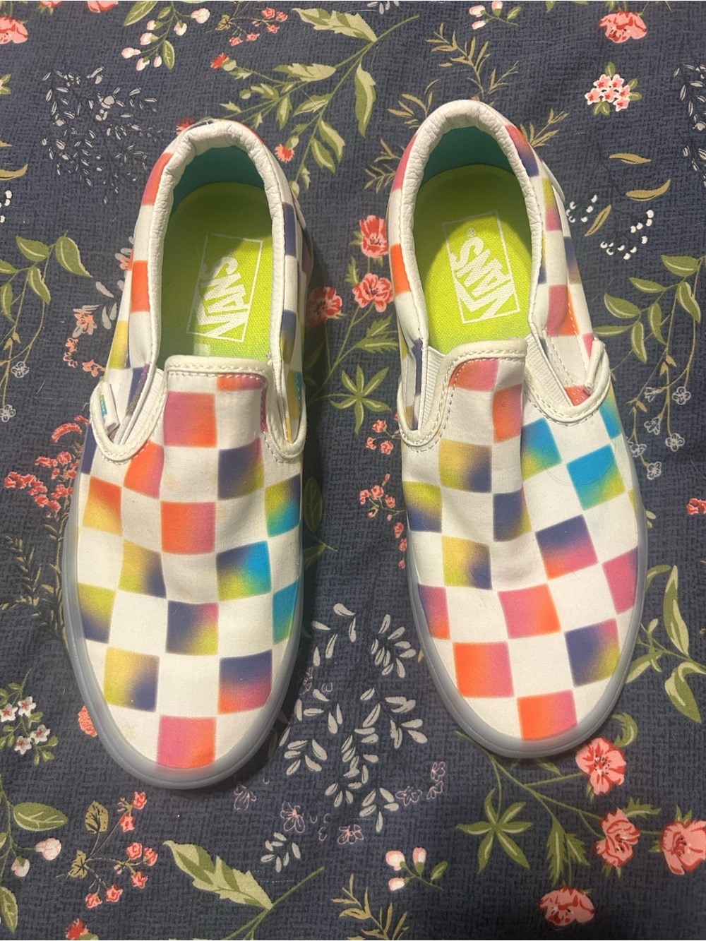 Vans Slip-On Checkerboard Sneakers in Multicolor